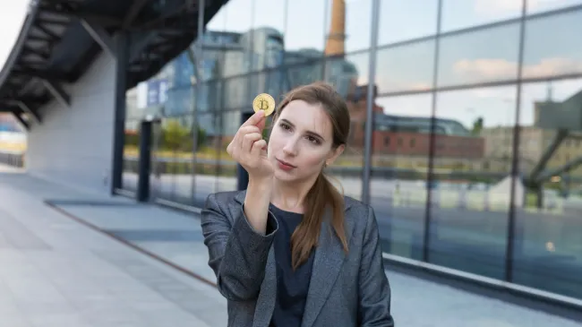 Woman with Bitcoin